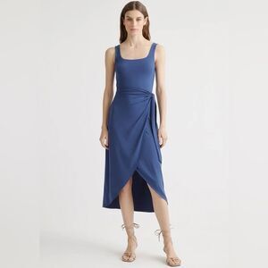 Quince Tencel Jersey Side Tie Dress in Navy